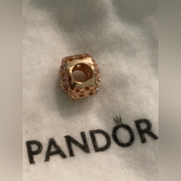 New Pandora Flower 14K Rose Gold Plated Charm Pink Crystal Clear Cubic Zirconia - Picture 7 of 10